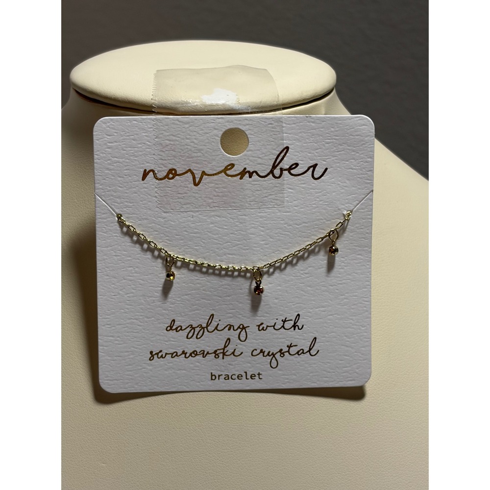 November Birthstone Bracelet Gold Tone Dazzling with Swarovski Crystal Topaz